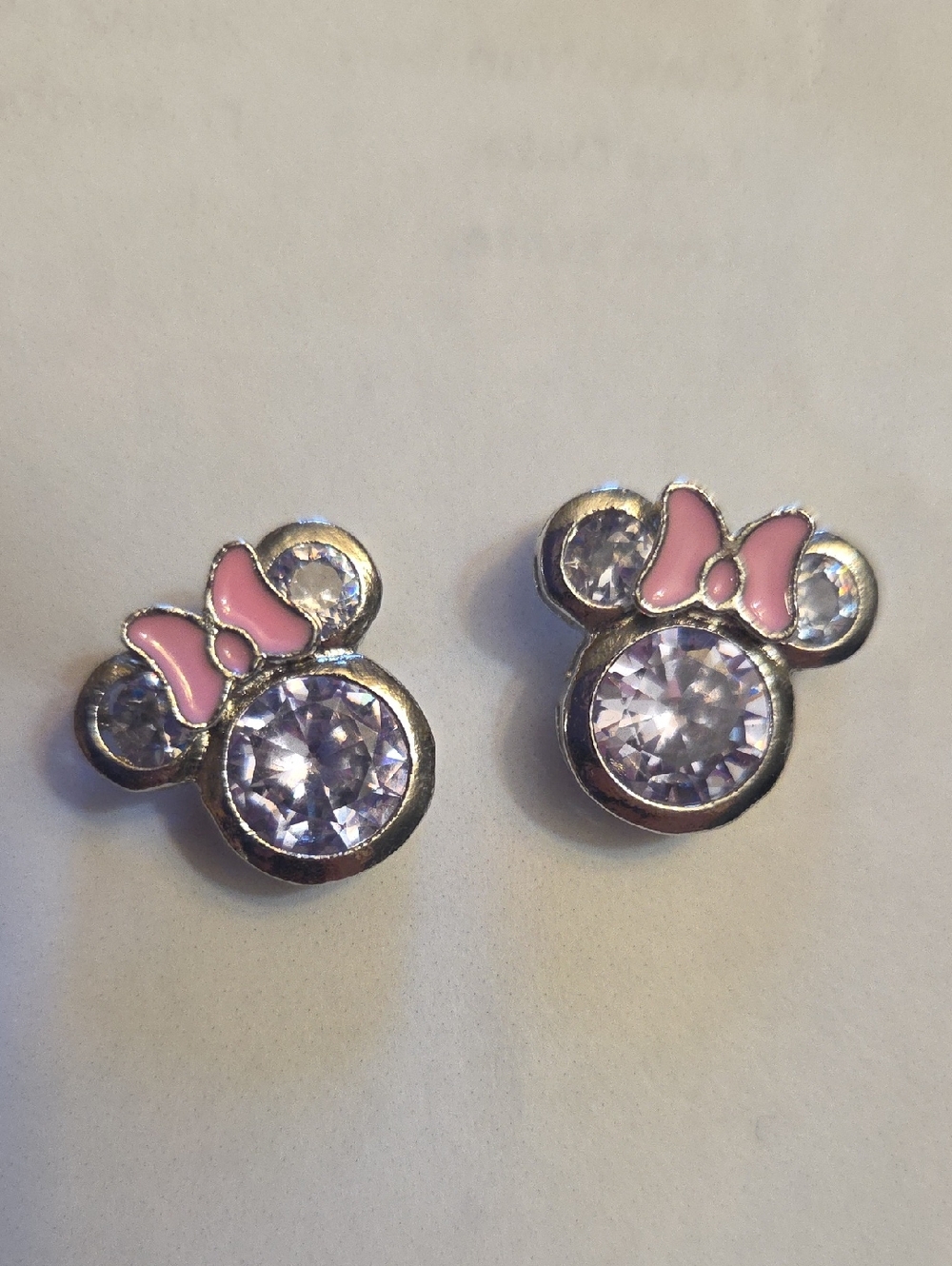 Disney Pink Bow Minnie Mouse Crystal Stud Earrings
